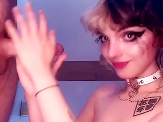 This petite goth teen has an insatiable appetite for cock, and she's not afraid to show it. Watch as she gives an extra sloppy, passionate blowjob, taking every inch of dick down her throat and begging for more. She's an alternative girl with a fetish for