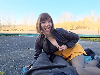 We made ourselves comfortable outside on our jackets and sat together in the sunshine to enjoy the time together as a couple.  Now all that's missing is that we both reach orgasm and then this outdoor date would be perfect. Luckily I chose a skirt to go w